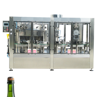 China Suco efervescente automático da máquina de engarrafamento do vinho espumante que enche-se arrolhando a máquina prendendo 3 do fio em 1 mono bloco fornecedor
